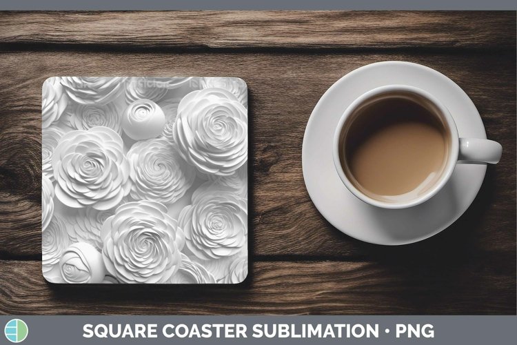GorgeousWhite 3D Sculpture Square Coaster design.