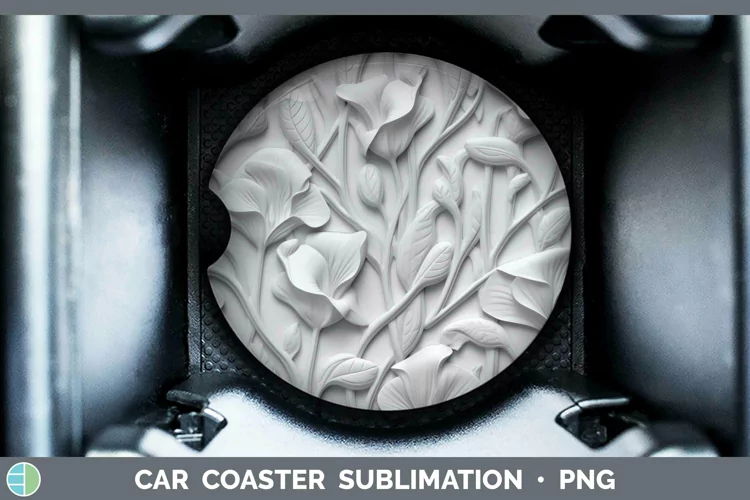 White 3D Sculpture Sweet Pea Car Coaster Sublimation Coaster