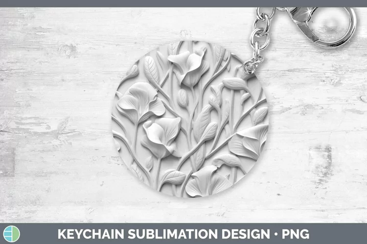 White 3D Sculpture Sweet Pea Keychain Sublimation Keyring De