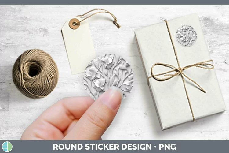 White 3D Sculpture Sweet Pea Stickers | Round Labels Designs