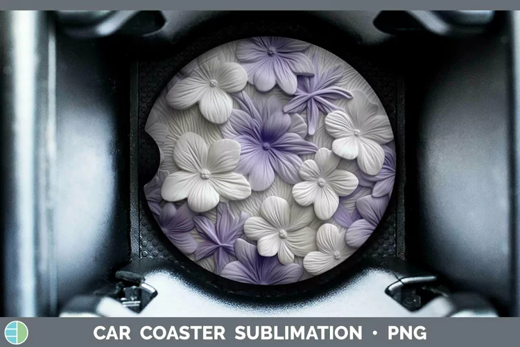White 3D Sculpture Violet Car Coaster Sublimation Coaster De