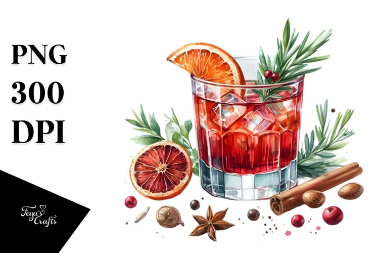 Watercolor Negroni Clipart