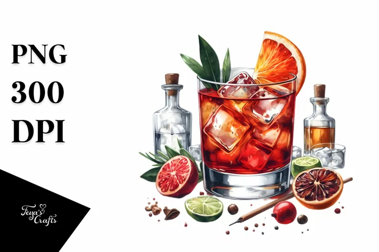 Watercolor Negroni Clipart