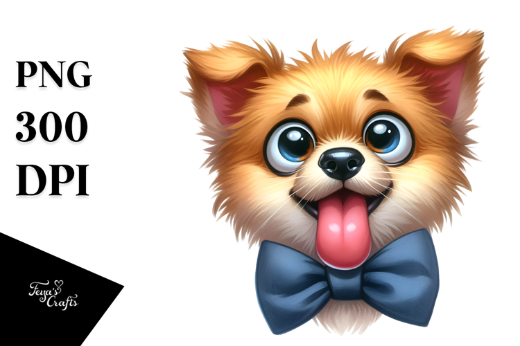 Cartoony Dog with Bow Tie PNG