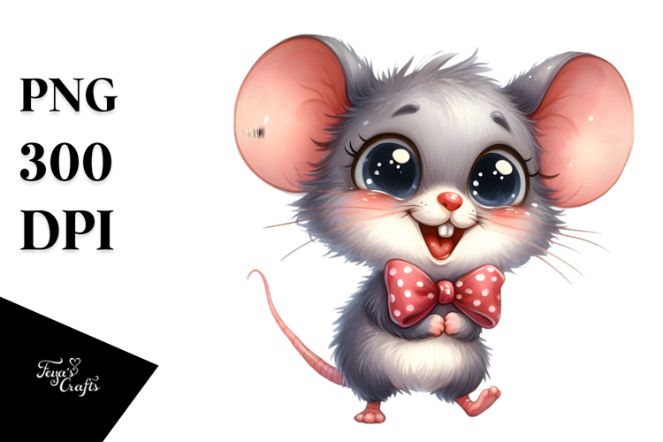 Excited Mouse Standing Bow | Sublimation | Clipart