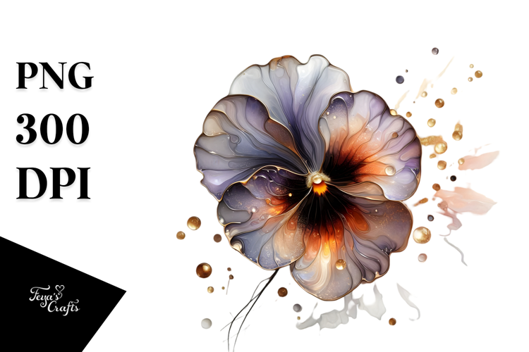 Glossy Pansy with Golden Insertions, PNG
