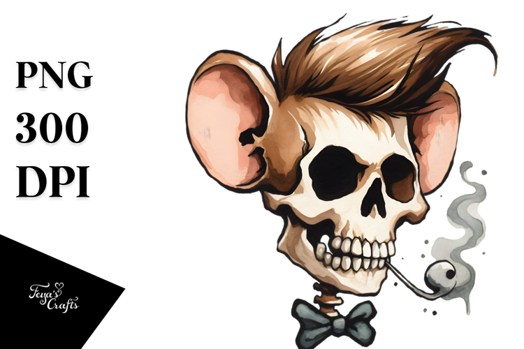 Skull with Hair, PNG