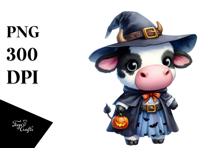Cute Baby Cow in the Style of , High-Res PNG