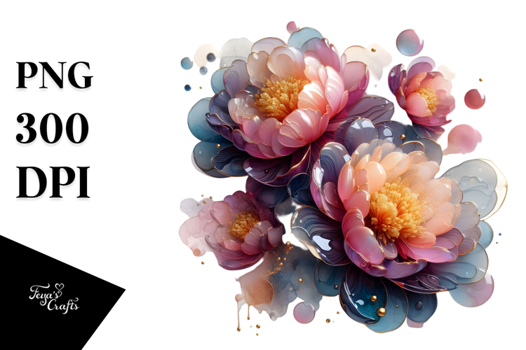 Glossy Peonies Material PNG