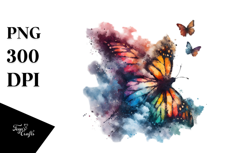 Grunge Bird with Butterflies, PNG