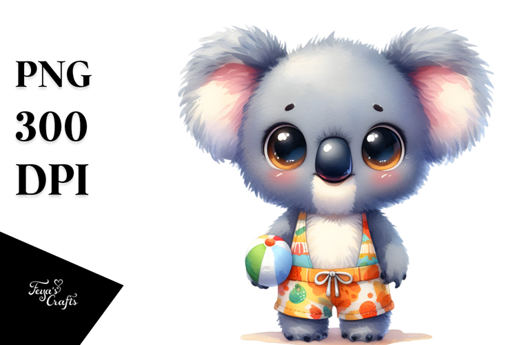 Cute Baby Koala with Big Eyes Beach Clipart