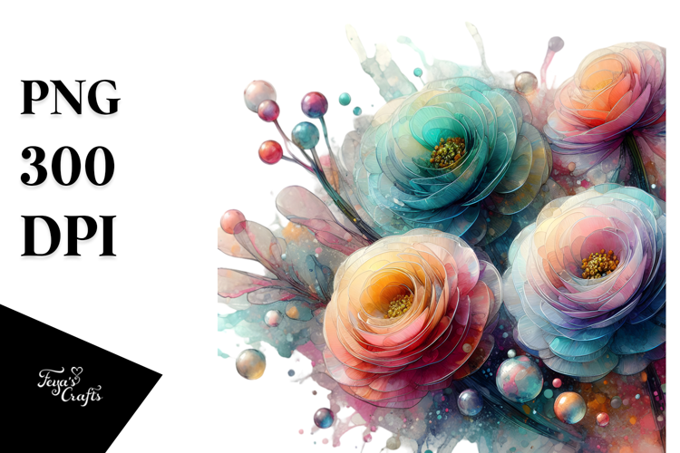 Vibrant Ranunculus with Material PNG