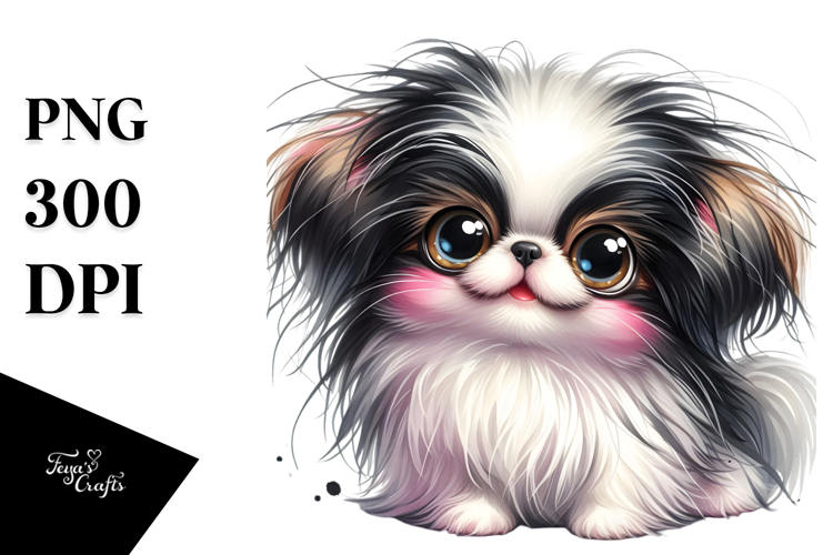 Cute Cartoon Japanese Chin, PNG