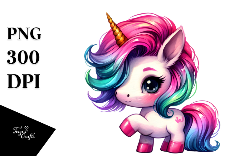 Cute Baby Unicorn with Cool Haircut PNG