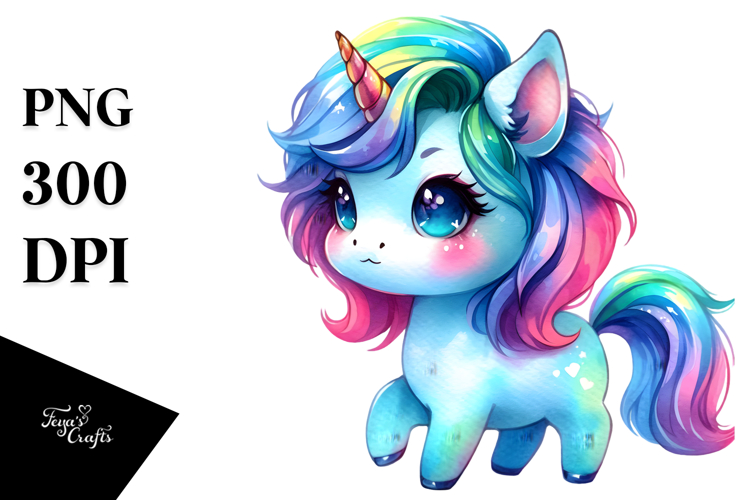 Cute Baby Unicorn with Cool Haircut PNG