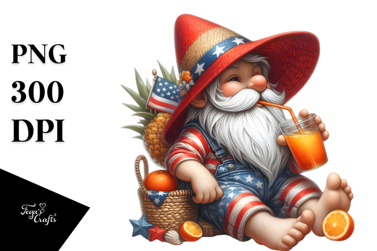 Digital Painting Gnome Orange Beachwear Watercolor Clipart