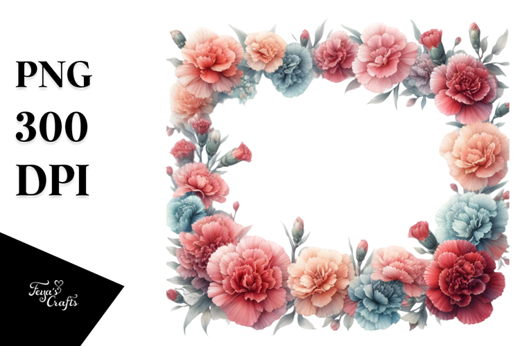 Colorful Carnation Horizontal Frame PNG