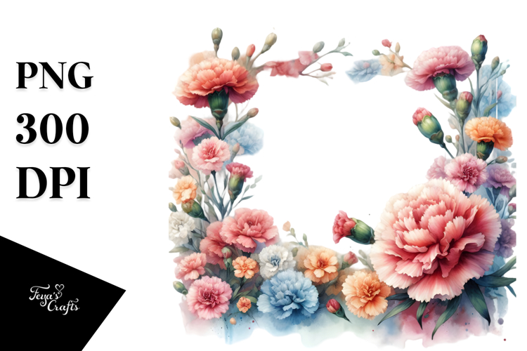 Colorful Carnation Horizontal Frame PNG example image 1