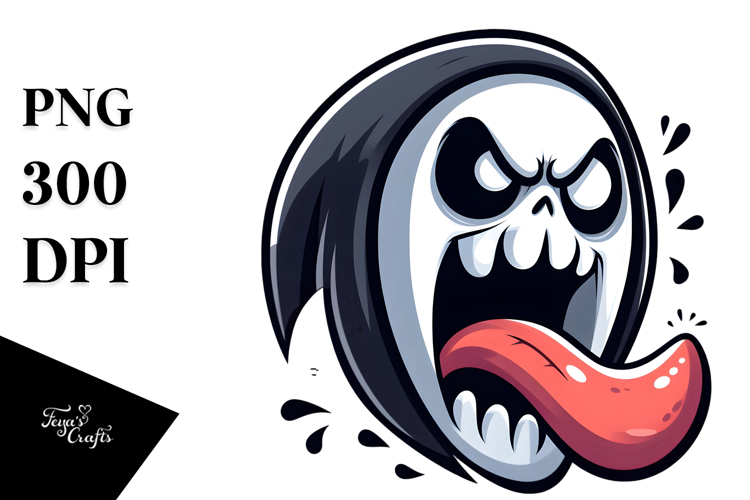 Goofy Reaper with Tongue-Out Face PNG