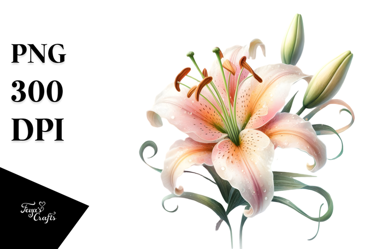 Lily with Watercolor Splash PNG