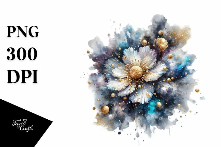 Shiny Abstract Cosmos with Golden Insertions