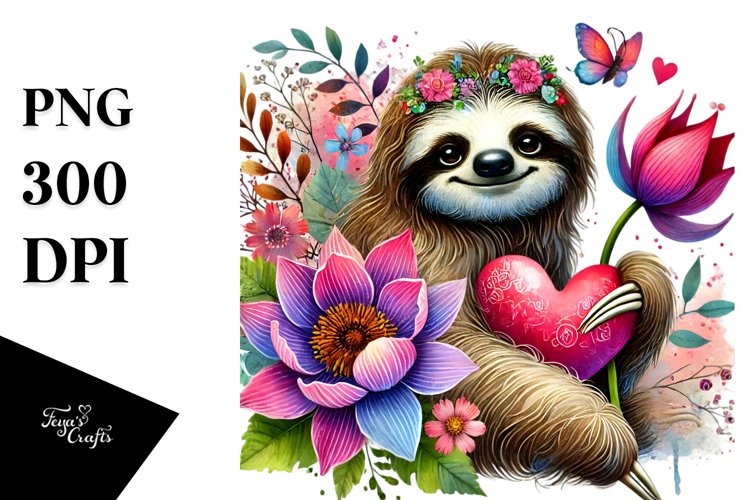 Adorned Sloth Painting, PNG