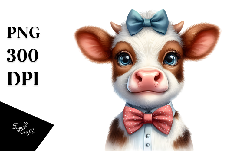 Funny Baby Cow Watercolor