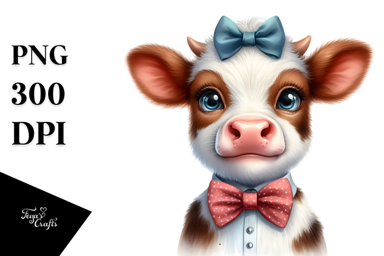 Funny Baby Cow Watercolor