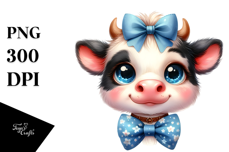 Funny Baby Cow Watercolor