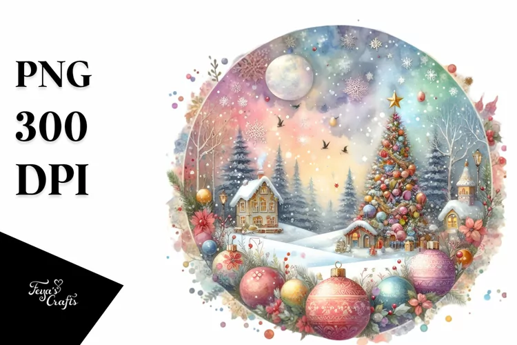 Colorful Christmass Scene PNG