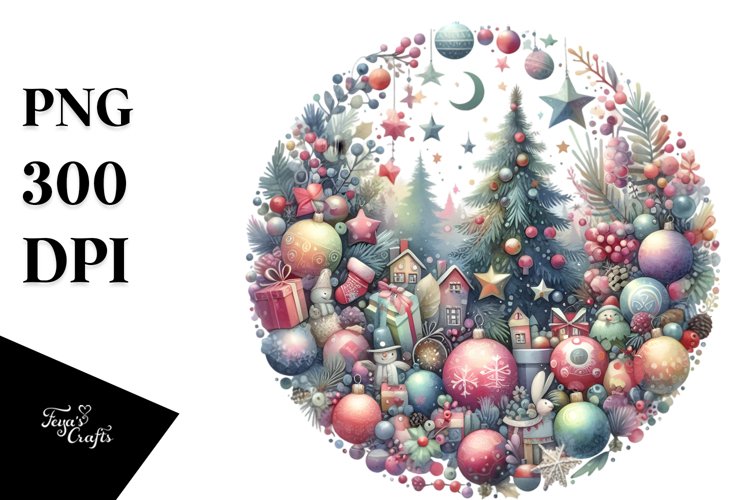 Colorful Christmass Scene PNG example image 1