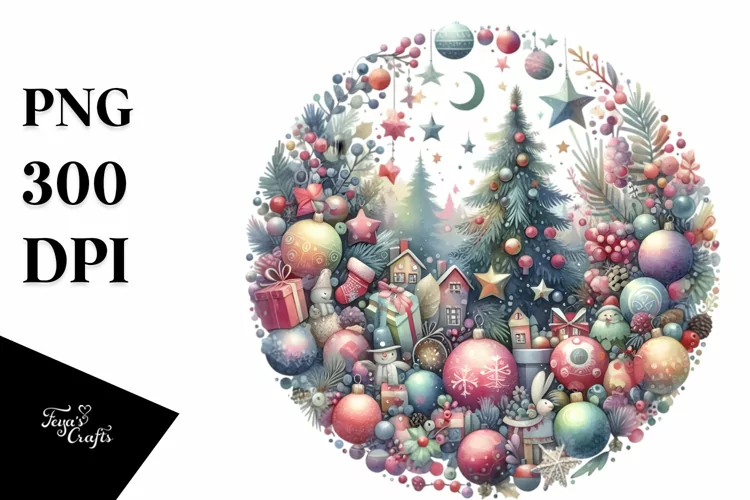 Colorful Christmass Scene PNG