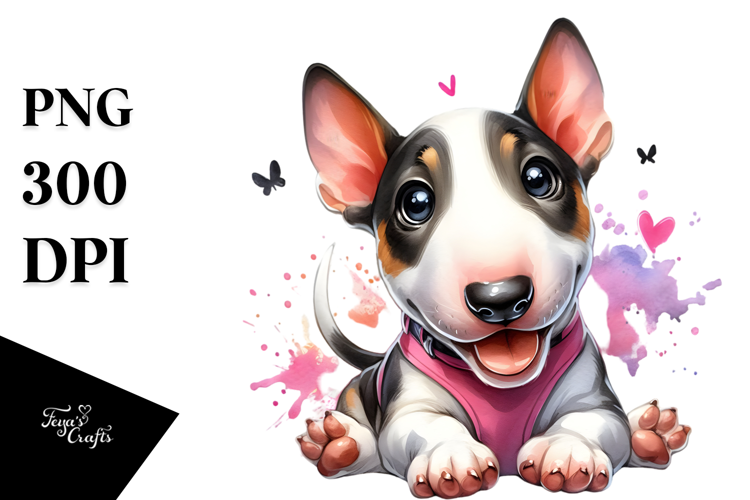 Watercolor Cute Bull Terrier Transparent PNG