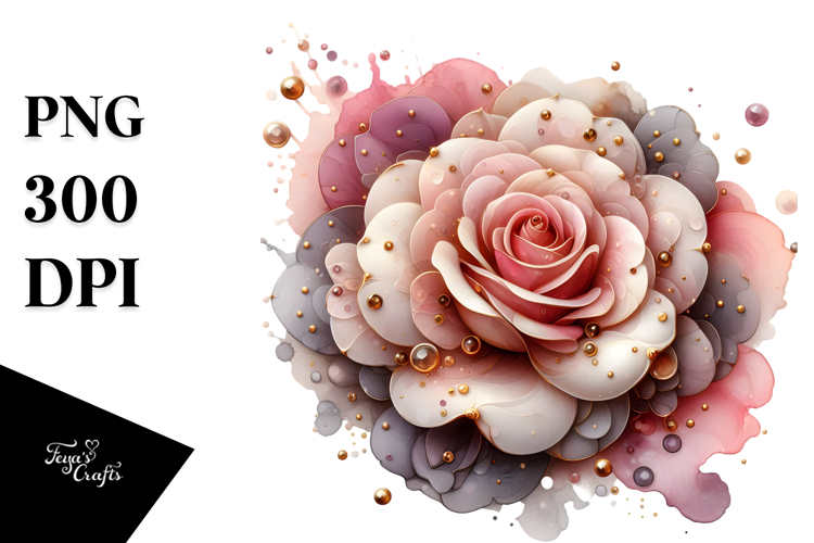 Glossy Golden Rose PNG