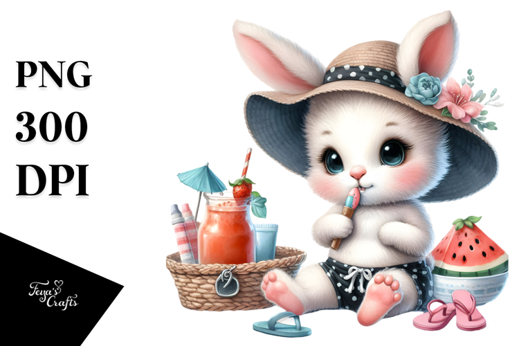 Whimsical Baby Bunny PNG