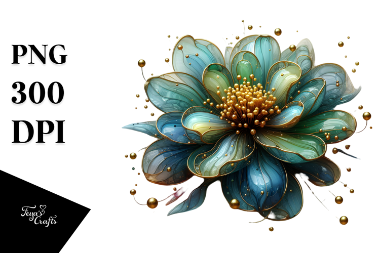Glossy Zinnia with Golden Insertions, PNG