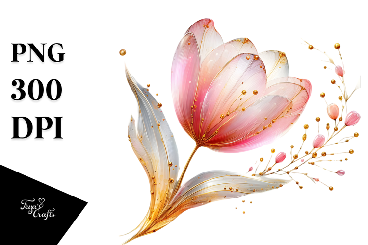 Tulip with Golden Insertions, High-Res PNG