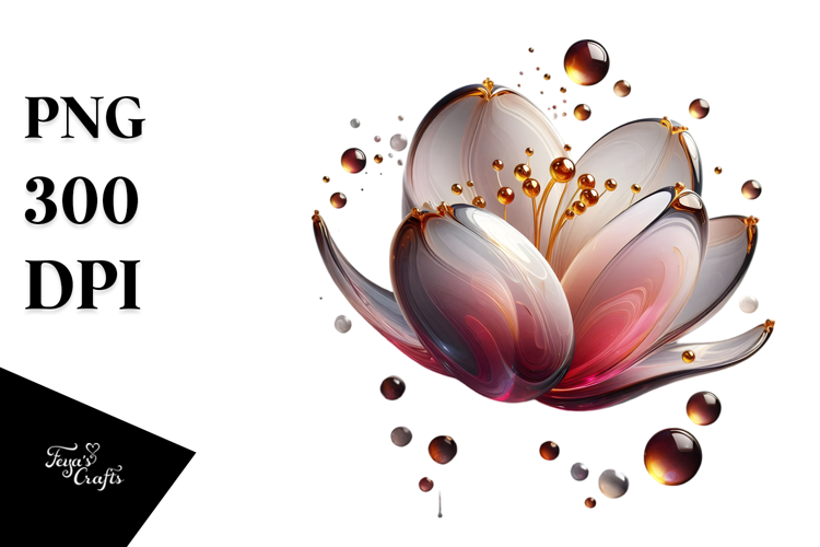 Glossy Tulip with Golden Insertions, PNG