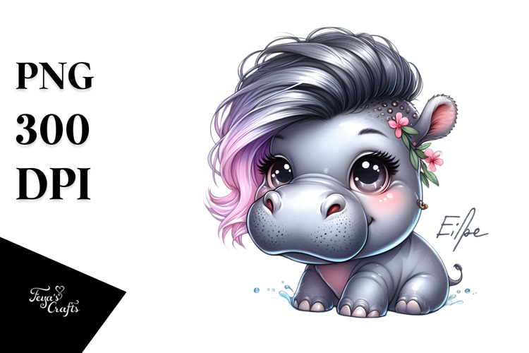 Cute Baby Hippo PNG