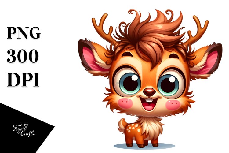 Cute Colorful Cartoon Deer | Sublimation | Clipart