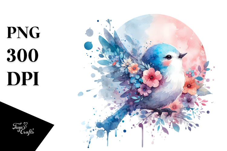 Cute Bird Splashes, PNG