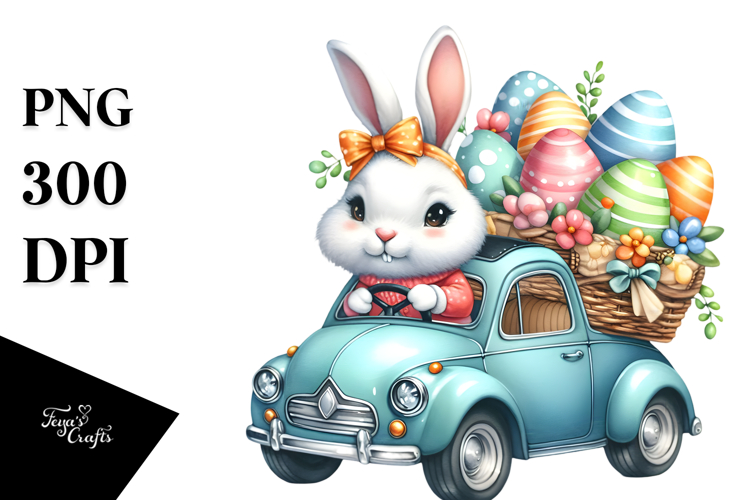Creative Bunny Car PNG