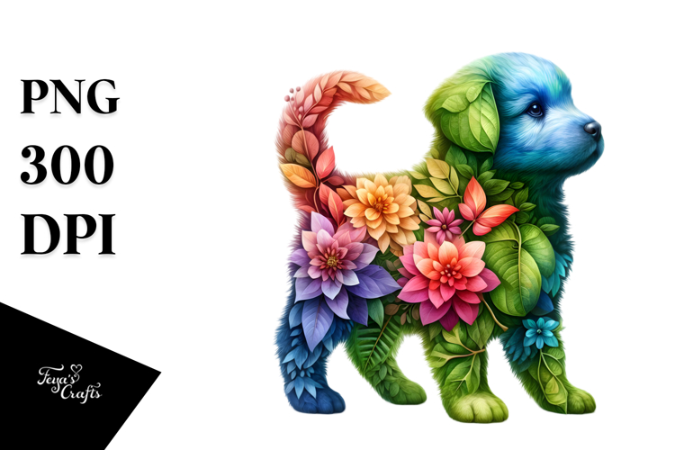 Abstract Vibrant Puppy, PNG