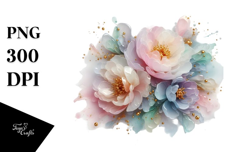 Glossy Peonies Golden example image 1