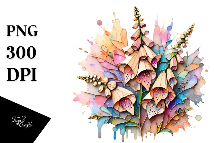 Abstract Pastel Wooden Stained Foxglove, PNG