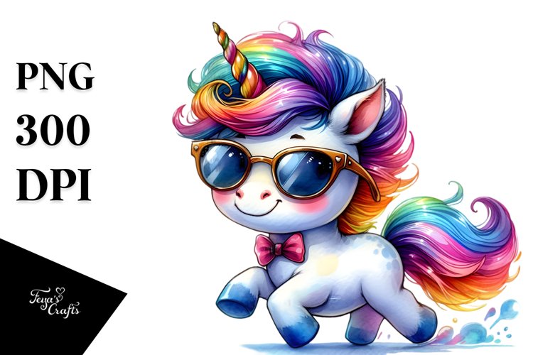 Revolted Baby Unicorn with Cool Haircut PNG