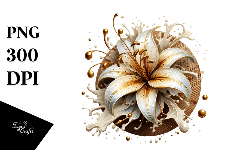 Glossy Lily with Golden Insertions, -Like Material, PNG