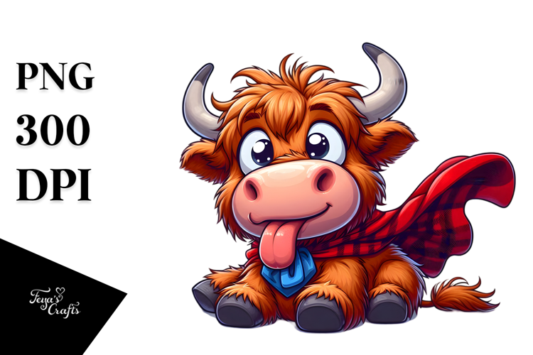 Whimsical Highland Cow Watercolor