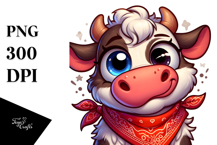 Cartoony Vector Art of Cute Cartoon Cow PNG example image 1