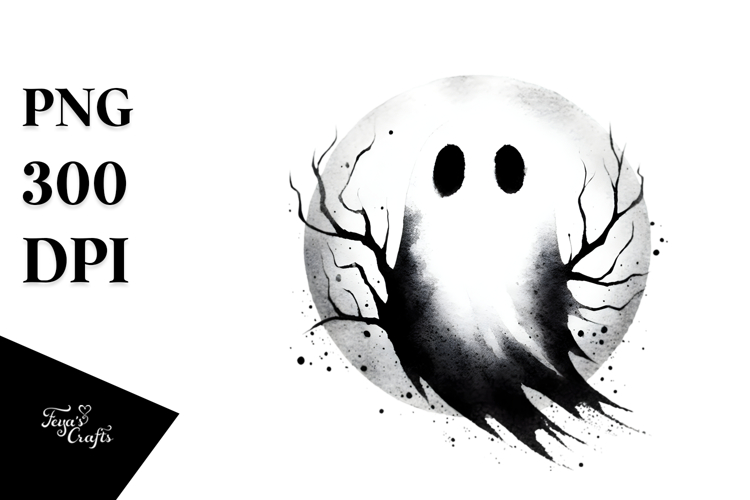 Washed Watercolor Style Ghost PNG